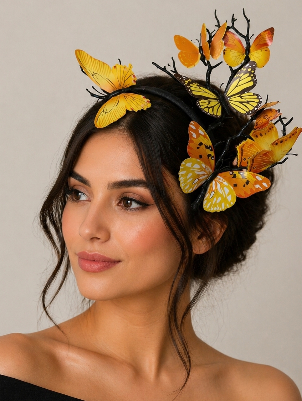 Yellow Butterfly Headband Fascinator - Women Accessories
